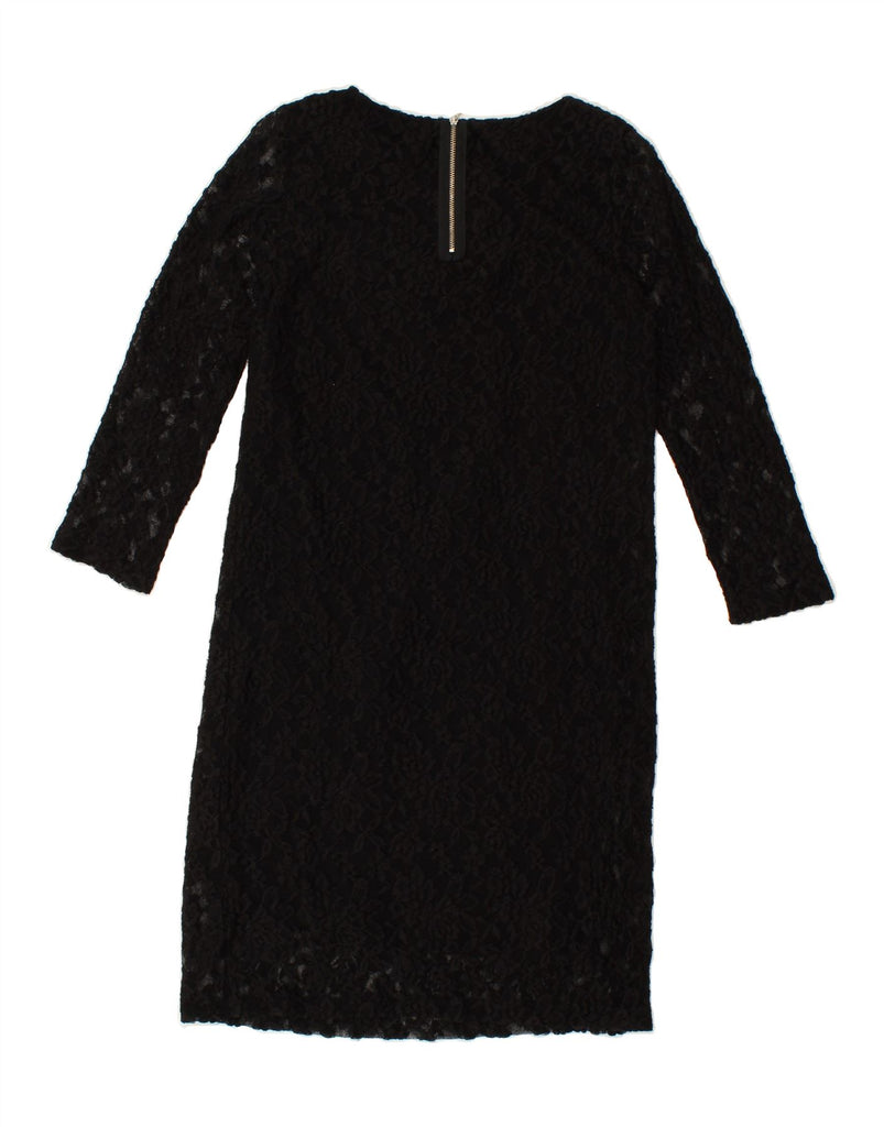 BENETTON Womens Long Sleeve Lace Shift Dress UK 12 Medium Black Floral | Vintage Benetton | Thrift | Second-Hand Benetton | Used Clothing | Messina Hembry 