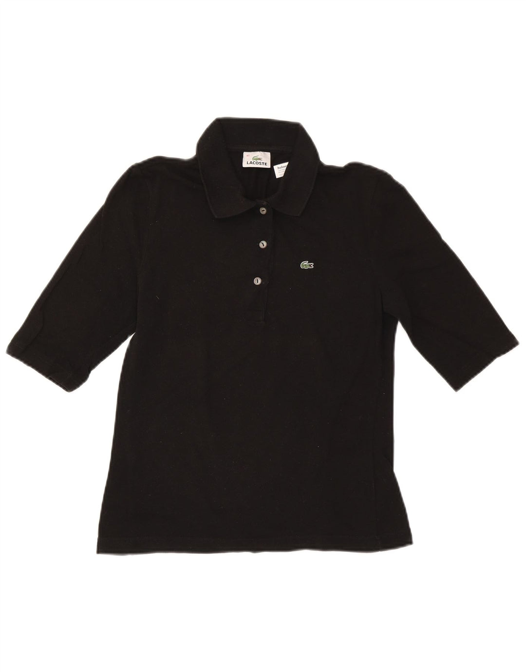 Lacoste Womens Polo Shirt Size 42 Large Black Cotton