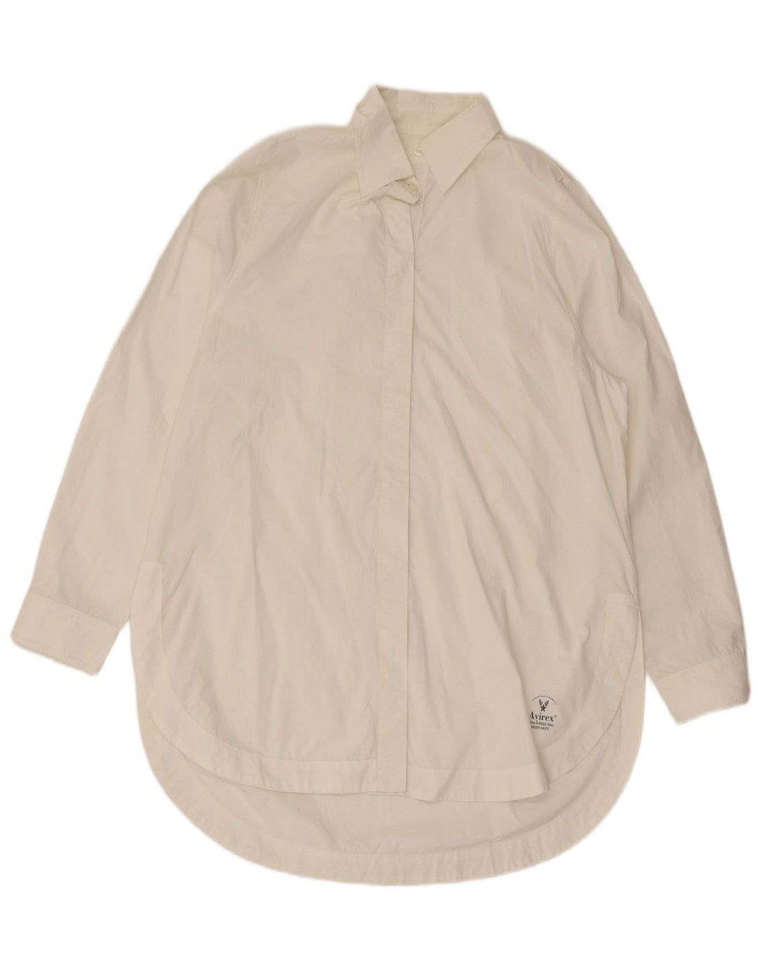 Avirex Womens Longline Shirt Blouse UK 14 Medium Off White