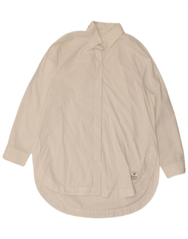 Avirex Womens Longline Shirt Blouse UK 14 Medium Off White