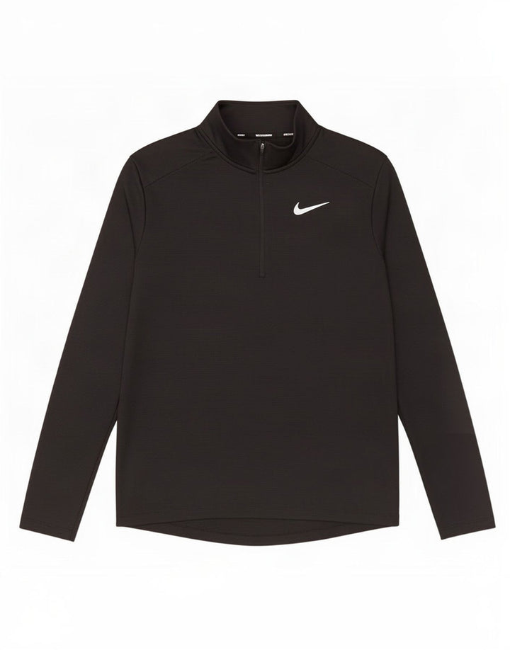 Nike Mens Dri Fit Zip Neck Pullover Tracksuit Top Medium Black Polyester