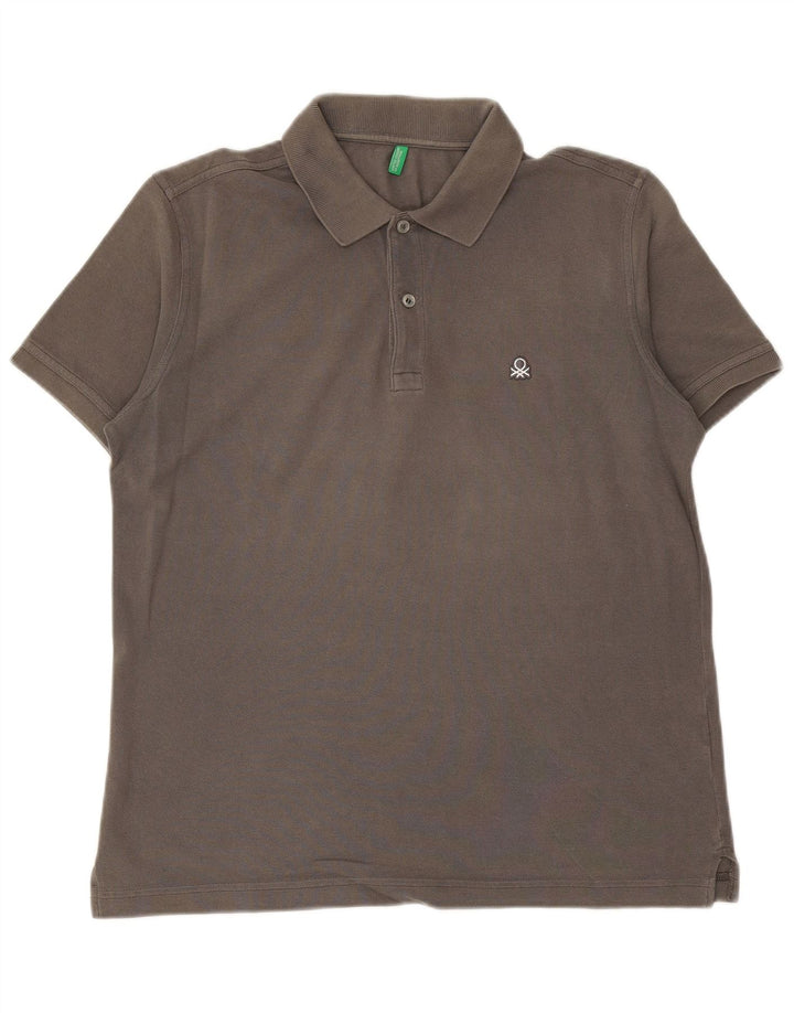 BENETTON Mens Polo Shirt Medium Grey