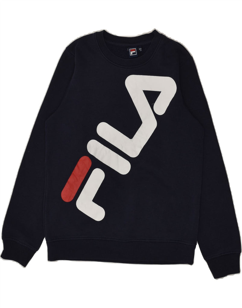 FILA Boys Graphic Sweatshirt Jumper 13-14 Years Navy Blue | Vintage Fila | Thrift | Second-Hand Fila | Used Clothing | Messina Hembry 