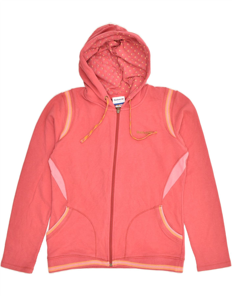 REEBOK Womens Zip Hoodie Sweater UK 16 Large Pink Cotton | Vintage Reebok | Thrift | Second-Hand Reebok | Used Clothing | Messina Hembry 