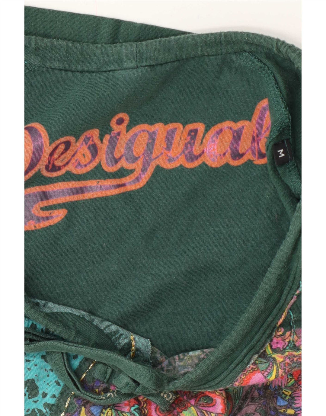 Desigual Womens Graphic Top Long Sleeve UK 14 Medium Green Floral