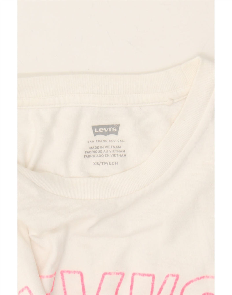 LEVI'S Womens Graphic T-Shirt Top UK 6 XS White Cotton Vintage Levi's and Second-Hand Levi's from Messina Hembry 