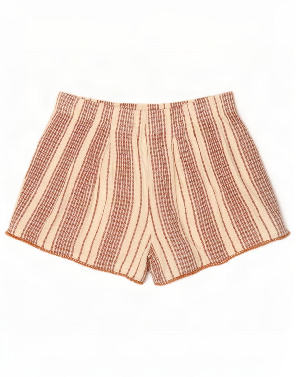 Marks & Spencer Womens Casual Shorts UK 14 Medium W32 White Striped Viscose
