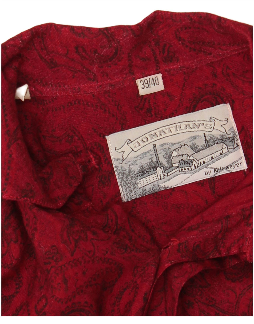 VINTAGE Mens Shirt Size 39/40 Medium Burgundy Paisley