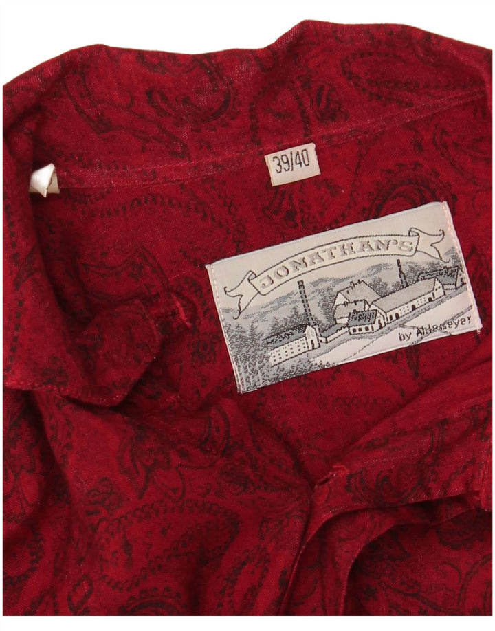 VINTAGE Mens Shirt Size 39/40 Medium Burgundy Paisley