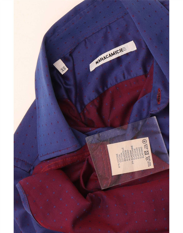 Naracamicie Mens Shirt XS Blue Spotted Cotton