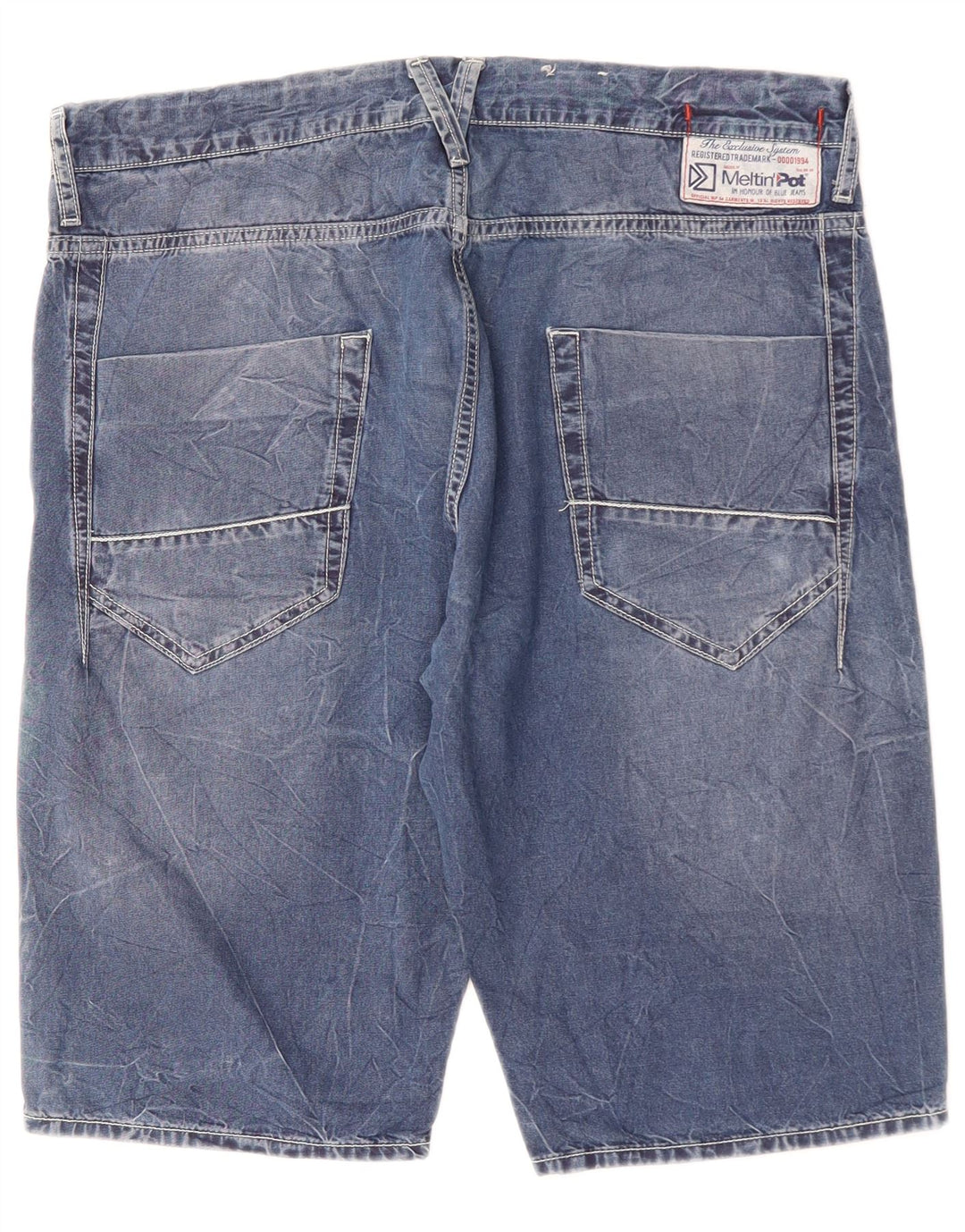 Meltin' Pot Mens Denim Shorts W36 Large Blue Cotton