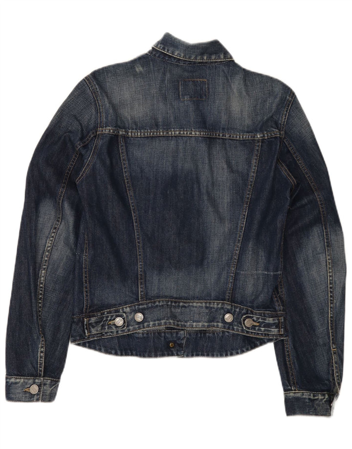 Gas Womens Denim Jacket UK 12 Medium Navy Blue Cotton