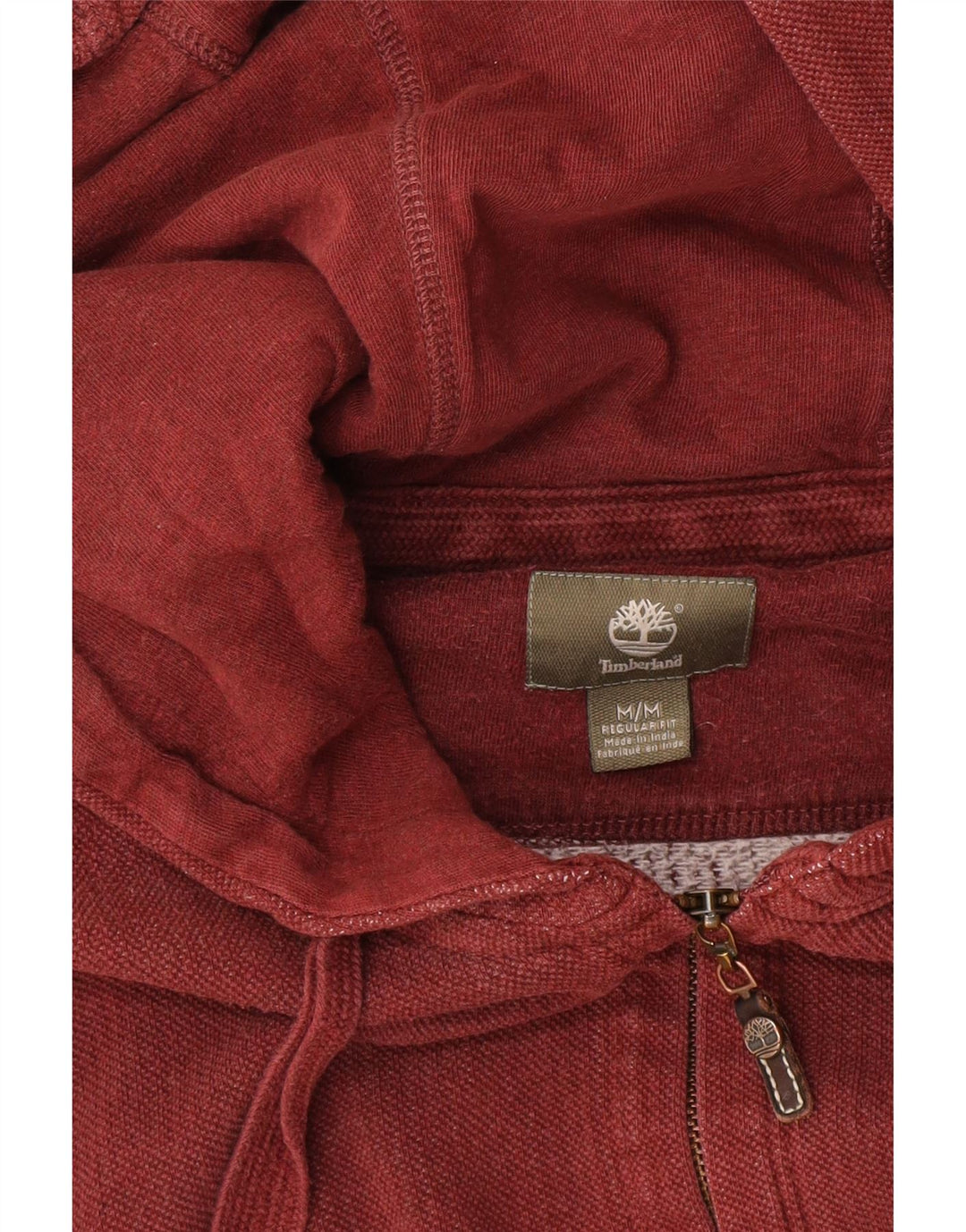 Timberland Mens Regular Fit Zip Hoodie Sweater Medium Burgundy
