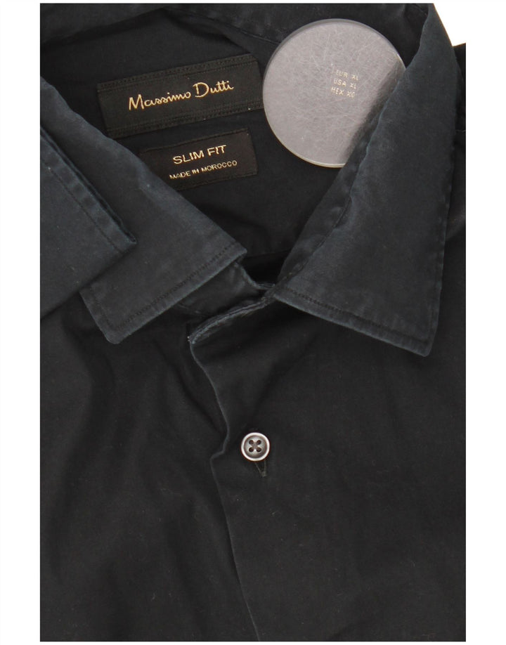 Massimo Dutti Mens Slim Fit Shirt XL Black
