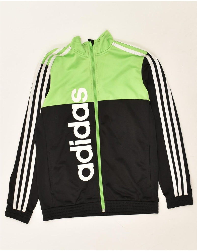 ADIDAS Boys Graphic Tracksuit Top Jacket 11-12 Years Black Colourblock | Vintage Adidas | Thrift | Second-Hand Adidas | Used Clothing | Messina Hembry 