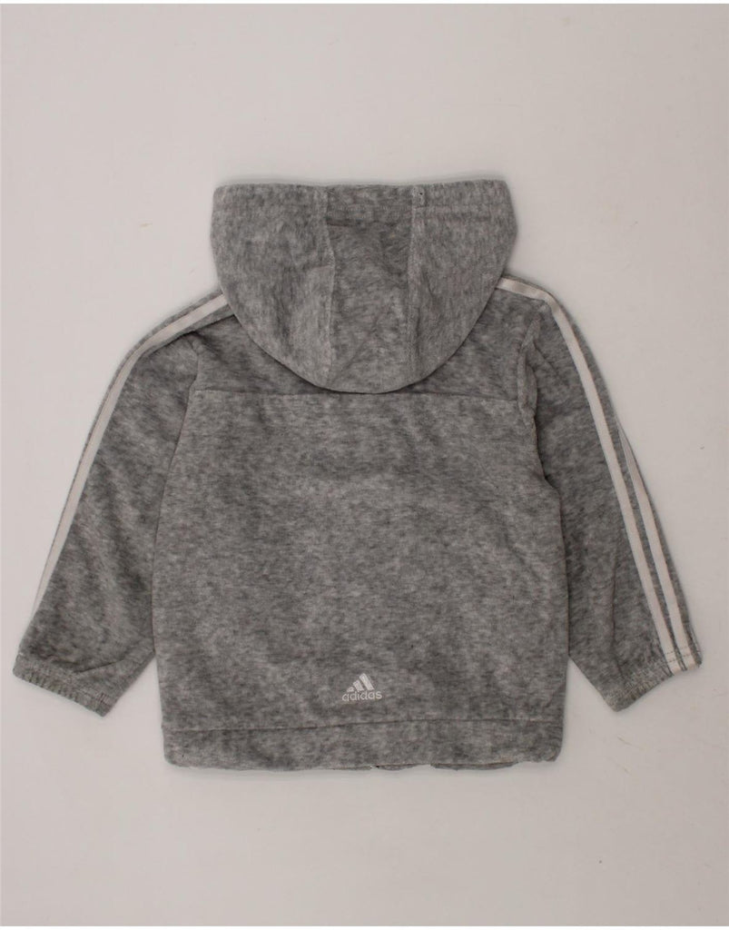 ADIDAS Baby Girls Graphic Zip Hoodie Sweater 9-12 Months Grey Cotton Vintage Adidas and Second-Hand Adidas from Messina Hembry 