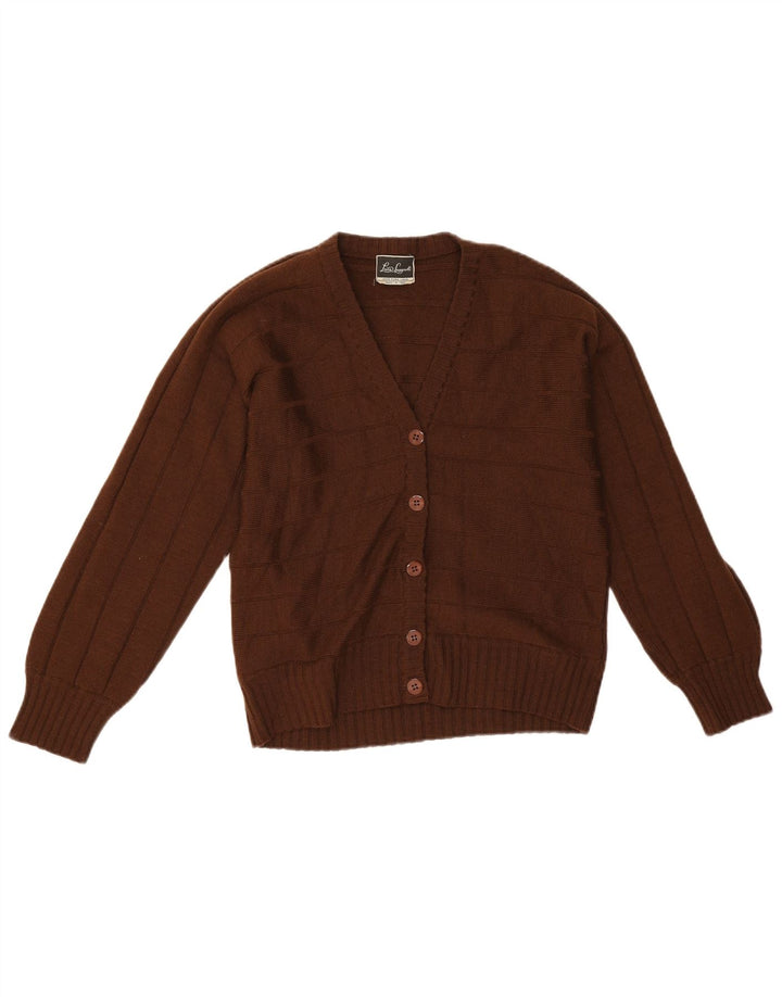 Luisa Spagnoli Womens Cardigan Sweater UK 14 Medium Brown Striped Wool