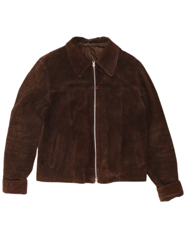 Vintage Mens Suede Jacket IT 48 Medium Brown Leather