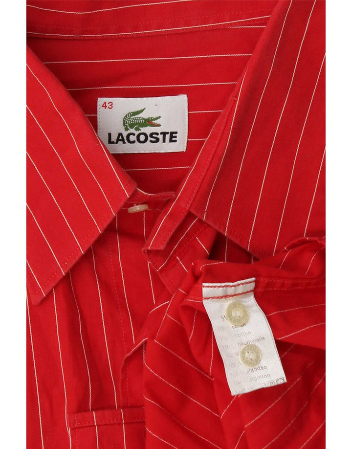 Lacoste Mens Shirt Size 43 Large Red Striped Cotton