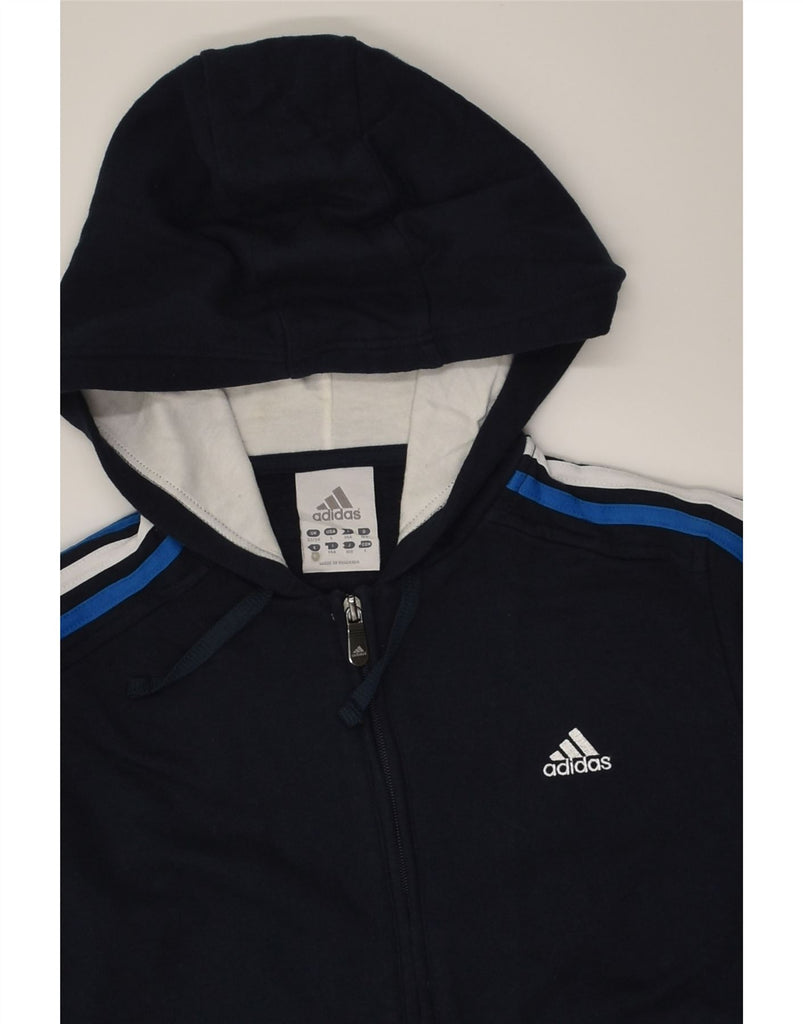 ADIDAS Boys Zip Hoodie Sweater 13-14 Years Navy Blue Cotton | Vintage Adidas | Thrift | Second-Hand Adidas | Used Clothing | Messina Hembry 