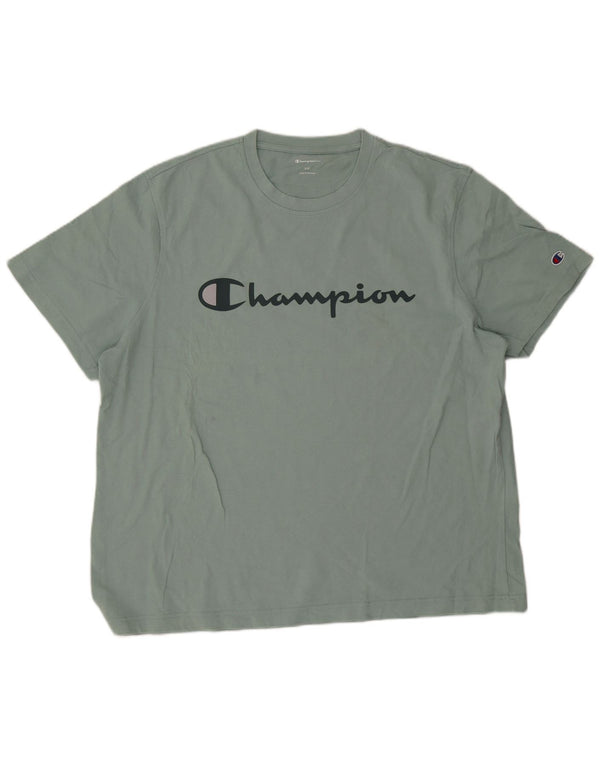Champion Mens Graphic T-Shirt Top 2XL Green Cotton
