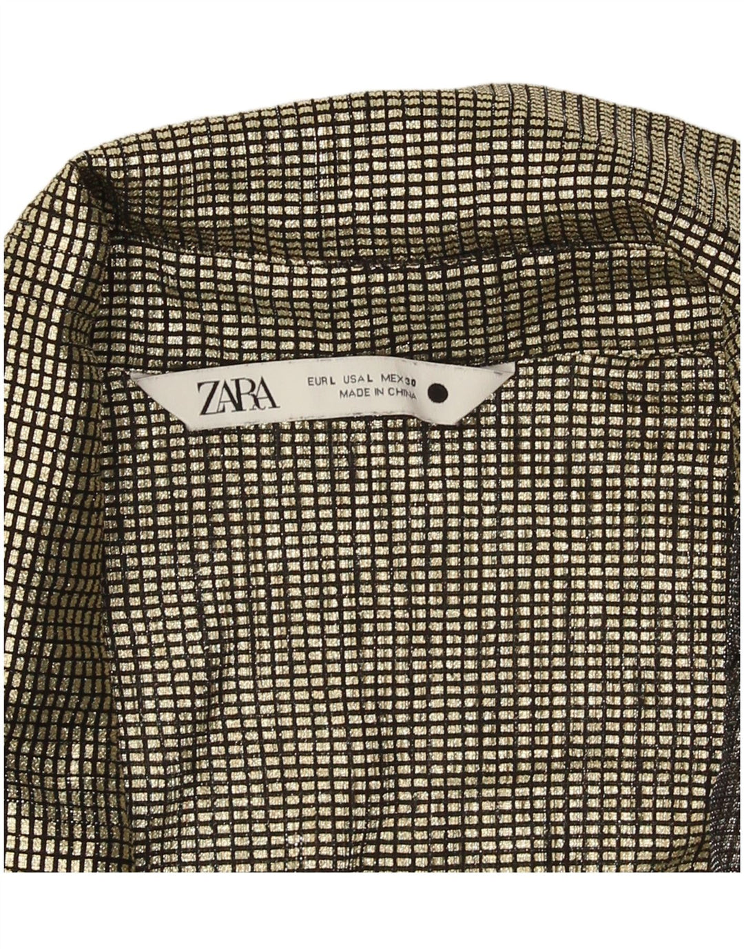 Zara Womens Shirt Blouse UK 14 Large Gold Gingham