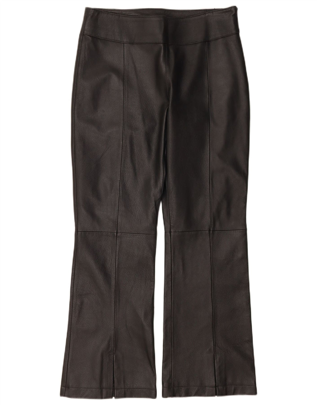 Planet Womens Flare Leather Trousers IT 46 Large W32 L30 Black Leather