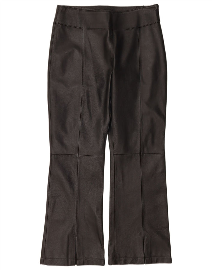 Planet Womens Flare Leather Trousers IT 46 Large W32 L30 Black Leather