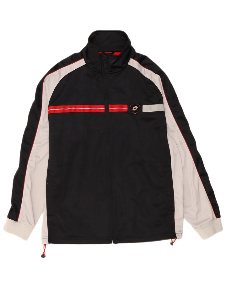 Lotto Mens Tracksuit Top Jacket XL Black Colourblock Polyester