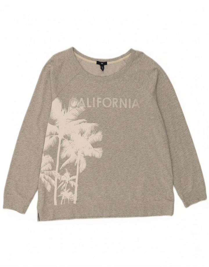 GAP Womens Graphic Sweatshirt Jumper UK 18 XL Grey Cotton Vintage Gap and Second-Hand Gap from Messina Hembry 