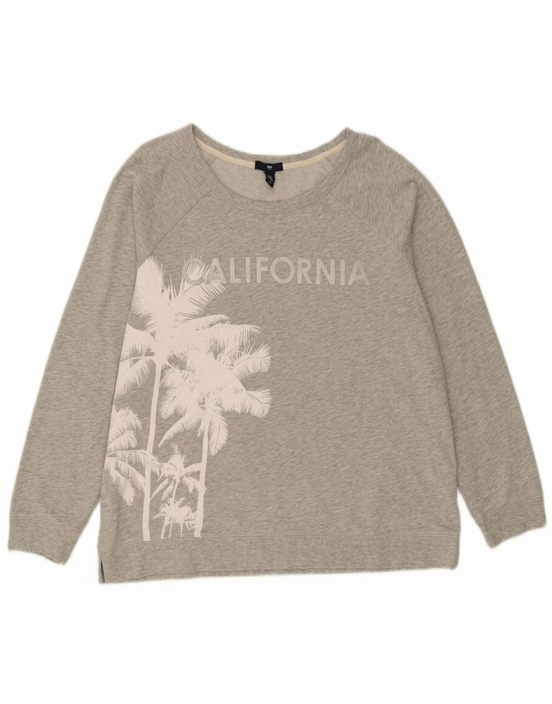 GAP Womens Graphic Sweatshirt Jumper UK 18 XL Grey Cotton Vintage Gap and Second-Hand Gap from Messina Hembry 