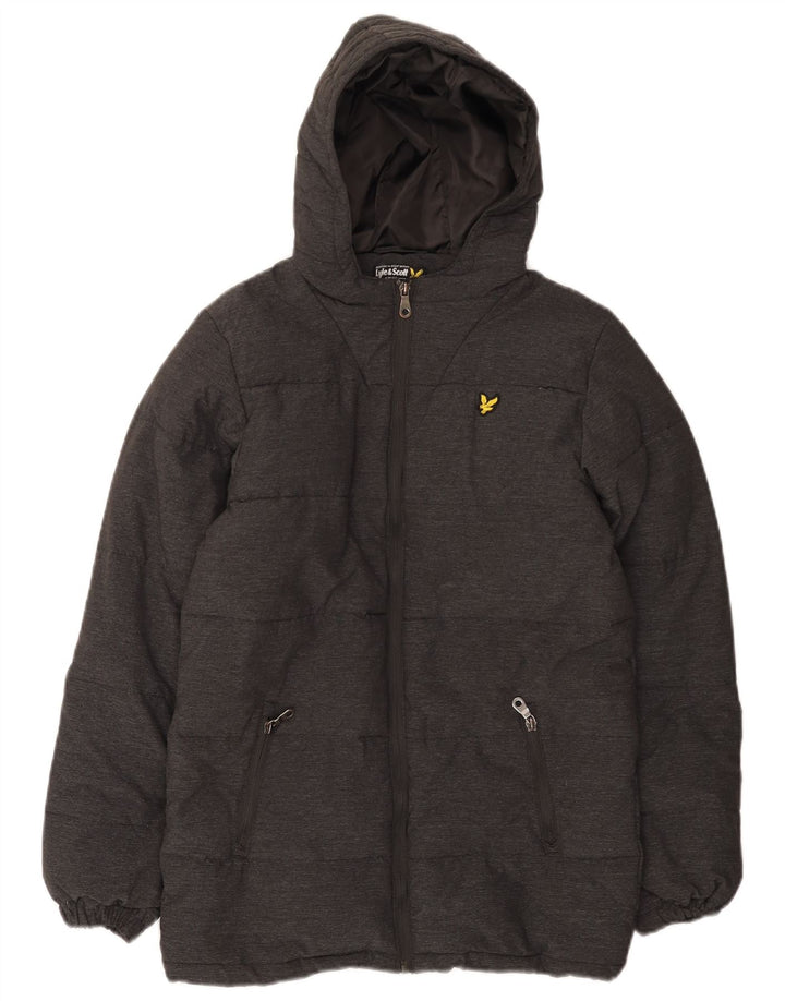 Lyle & Scott Boys Hooded Padded Jacket 14-15 Years Grey Nylon