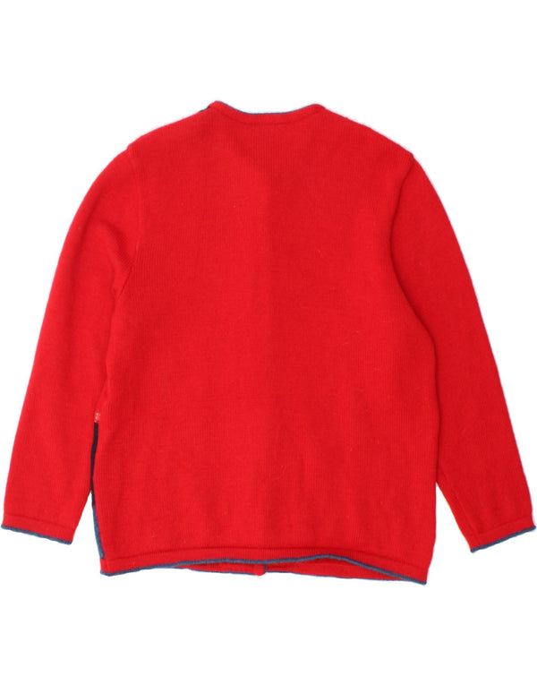 GIESSWEIN Womens Cardigan Sweater UK 12 Medium Red Patchwork Virgin Wool
