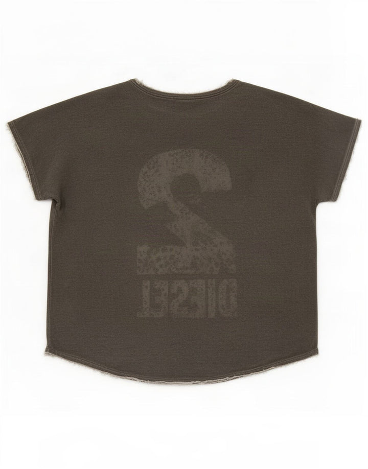 Diesel Womens Oversized Graphic T-Shirt Top UK 10 Small Grey Rayon