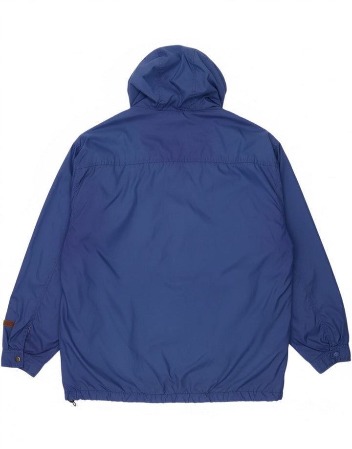 BERTO LUCCI Mens Loose Fit Hooded Rain Jacket UK 38 Medium Blue Polyamide