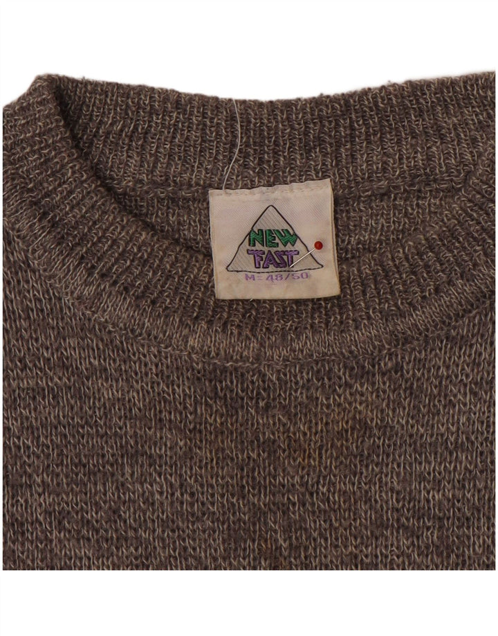 New Fast Mens Crew Neck Jumper Sweater EU 48/50 Medium Grey Striped Acrylic