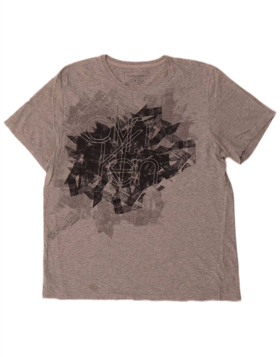 Calvin Klein Mens Graphic T-Shirt Top Small Grey Cotton