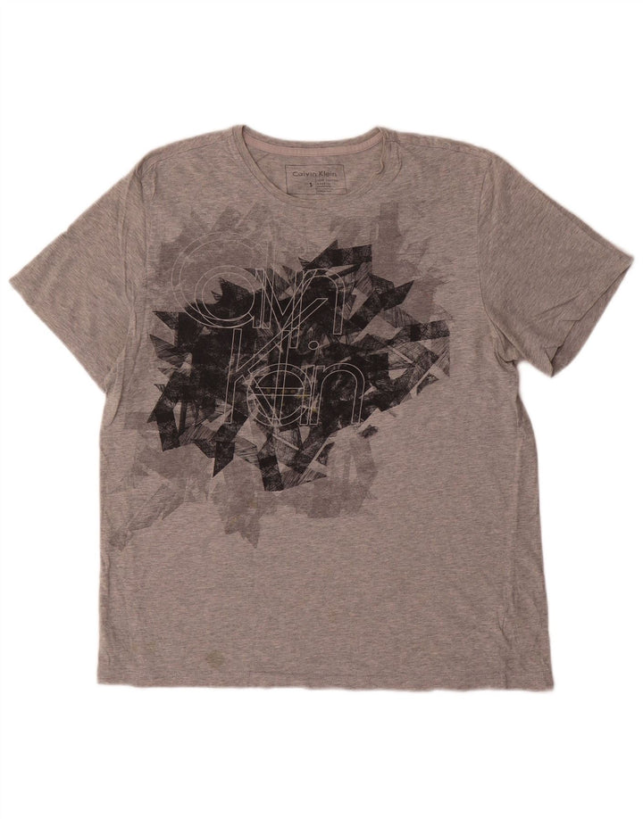 Calvin Klein Mens Graphic T-Shirt Top Small Grey Cotton
