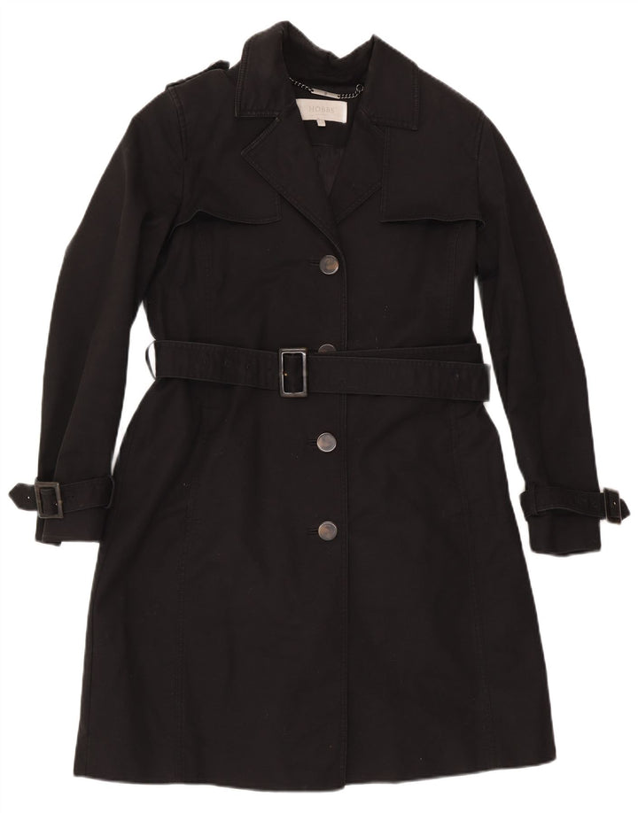 Hobbs Womens Trench Coat UK 12 Medium Black Cotton