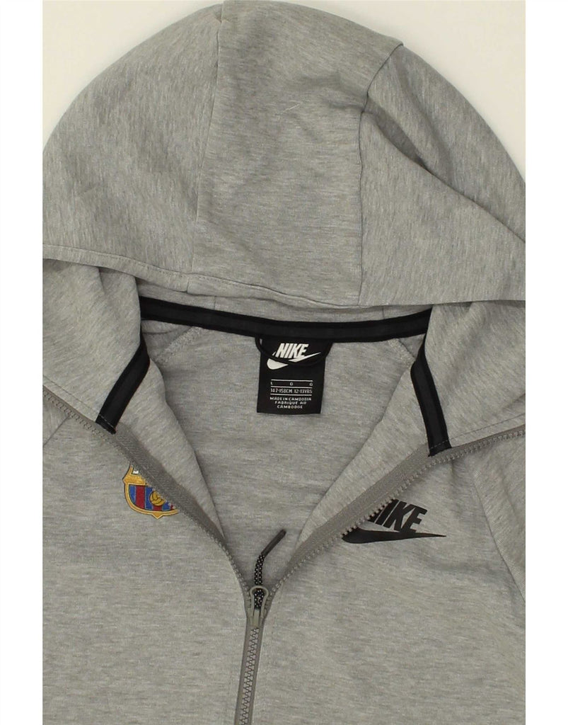 NIKE Boys Barcelona Zip Hoodie Sweater 12-13 Years Large Grey Cotton Vintage Nike and Second-Hand Nike from Messina Hembry 