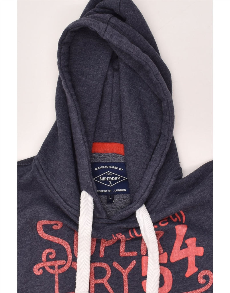 SUPERDRY Mens Osaka Graphic Hoodie Jumper Large Navy Blue Cotton | Vintage Superdry | Thrift | Second-Hand Superdry | Used Clothing | Messina Hembry 