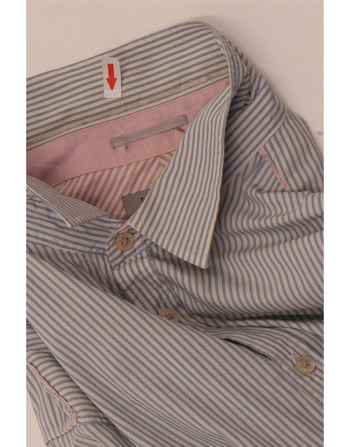 Ted Baker Mens Shirt Size 5 XL Blue Pinstripe Cotton