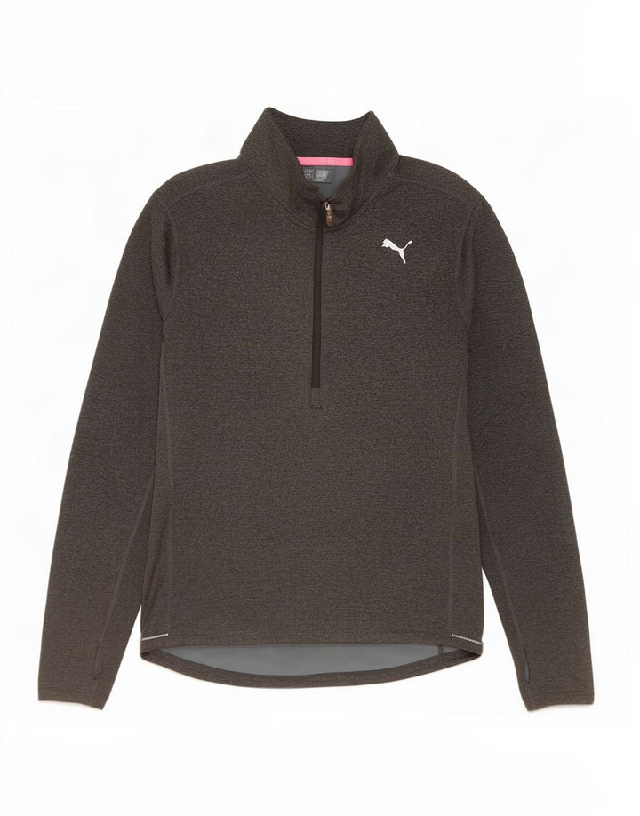 Puma Womens Zip Neck Pullover Tracksuit Top UK 14 Medium Grey Polyester