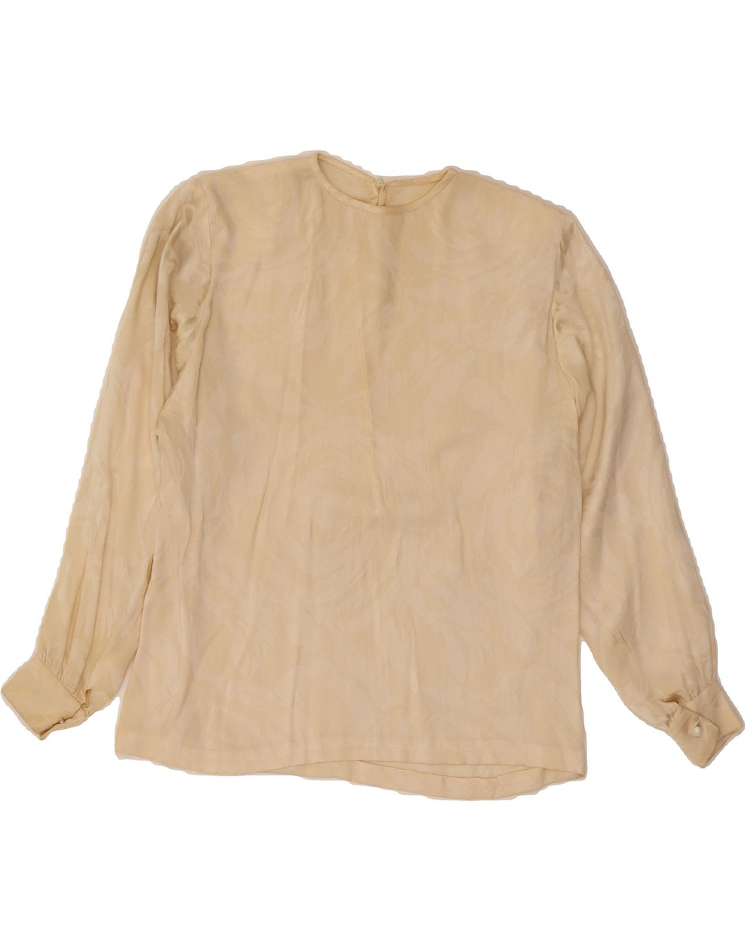 VINTAGE Womens Abstract Pattern Long Sleeve Blouse Top UK 12 Medium Beige Vintage Vintage and Second-Hand Vintage from Messina Hembry 
