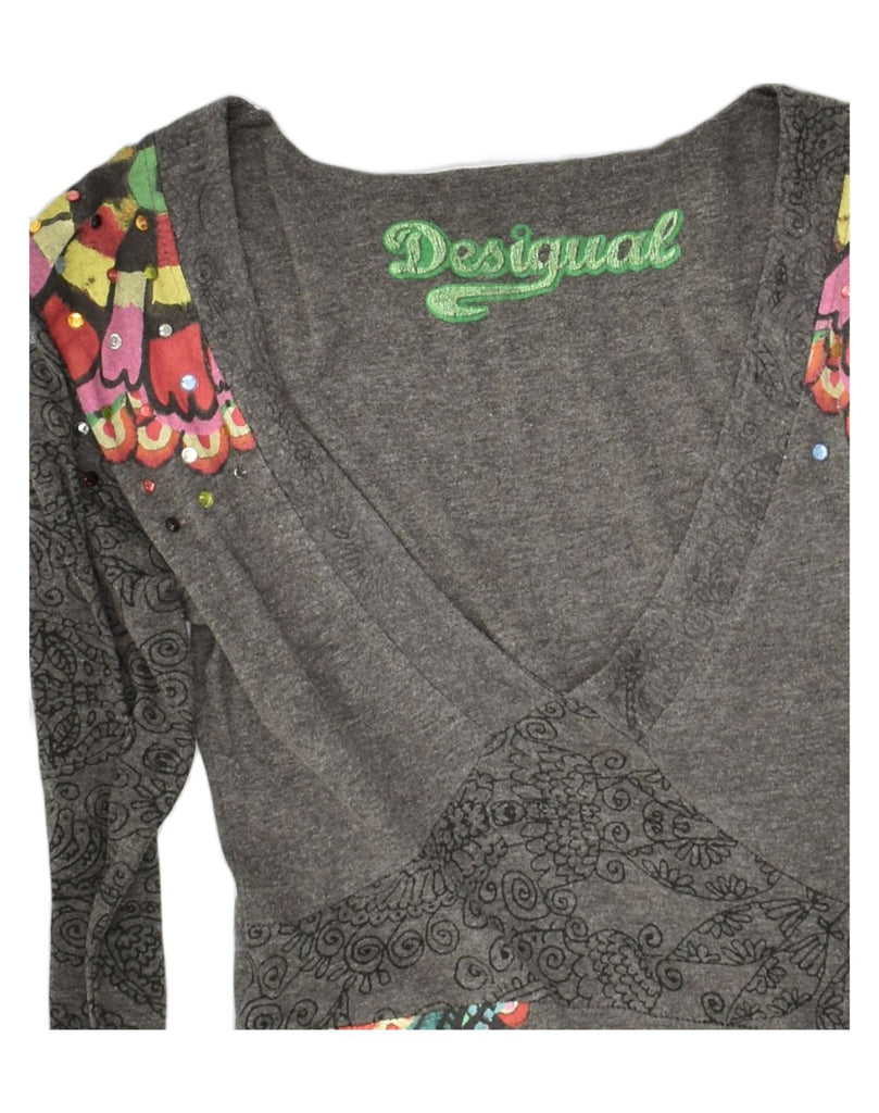 DESIGUAL Womens A-Line Dress UK 8 Small Grey Paisley Cotton | Vintage Desigual | Thrift | Second-Hand Desigual | Used Clothing | Messina Hembry 