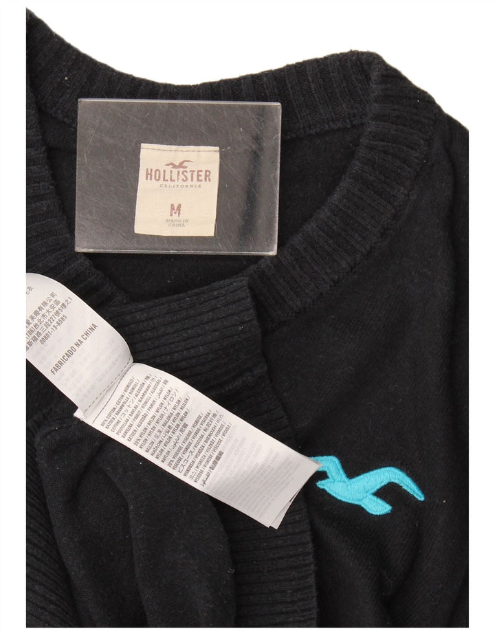Hollister Mens V-Neck Jumper Sweater Medium Navy Blue Cotton