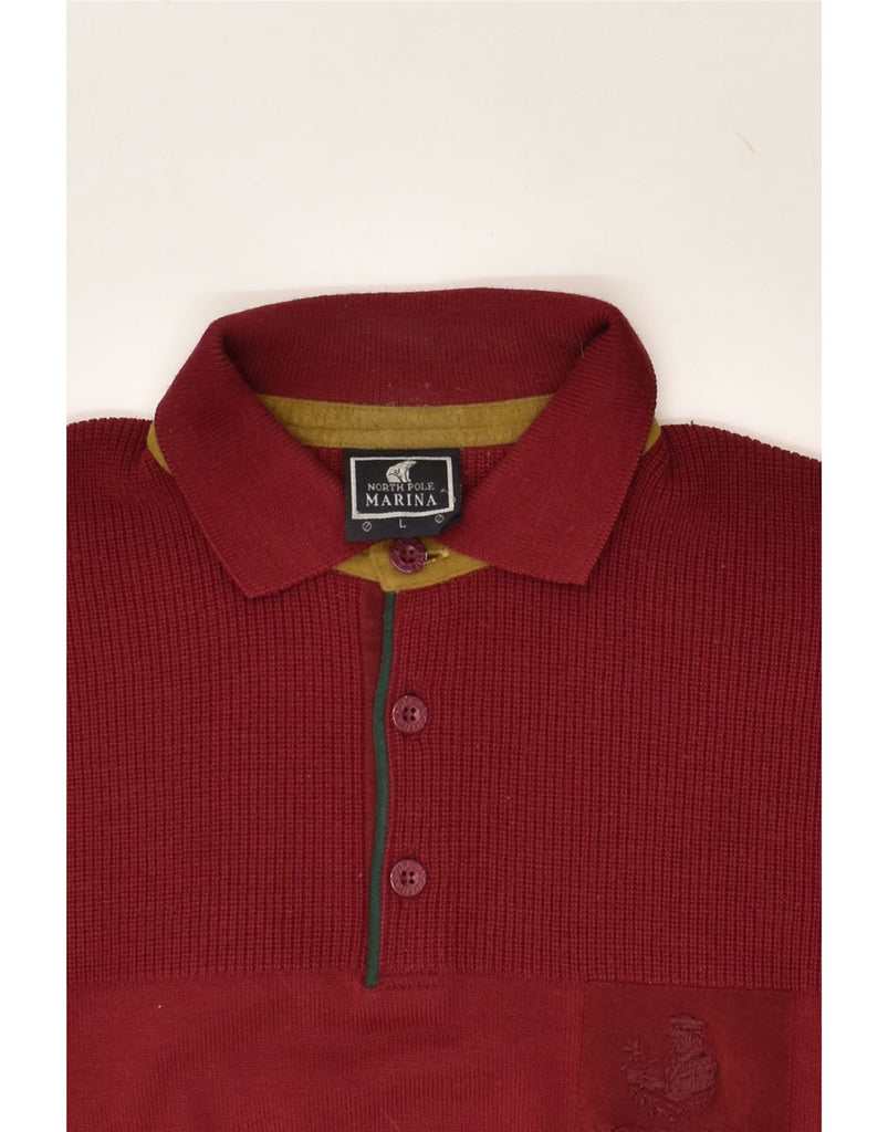 NORTH POLE Mens Polo Neck Jumper Sweater Large Red Virgin Wool | Vintage North Pole | Thrift | Second-Hand North Pole | Used Clothing | Messina Hembry 