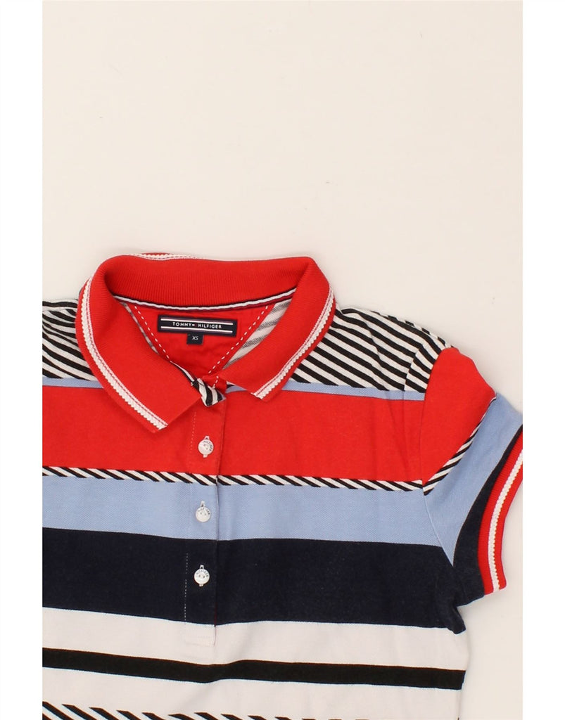 TOMMY HILFIGER Womens Polo Shirt UK 6 XS Multicoloured Striped | Vintage Tommy Hilfiger | Thrift | Second-Hand Tommy Hilfiger | Used Clothing | Messina Hembry 