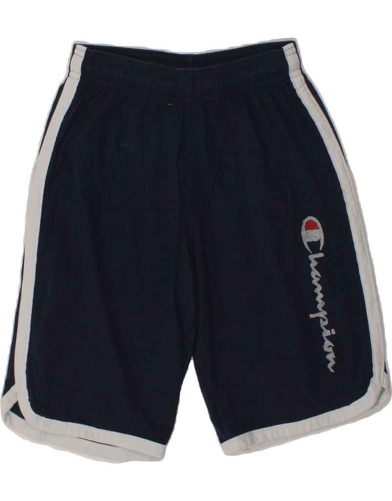 CHAMPION Boys Graphic Sport Shorts 7-8 Years Small Navy Blue Cotton | Vintage Champion | Thrift | Second-Hand Champion | Used Clothing | Messina Hembry 