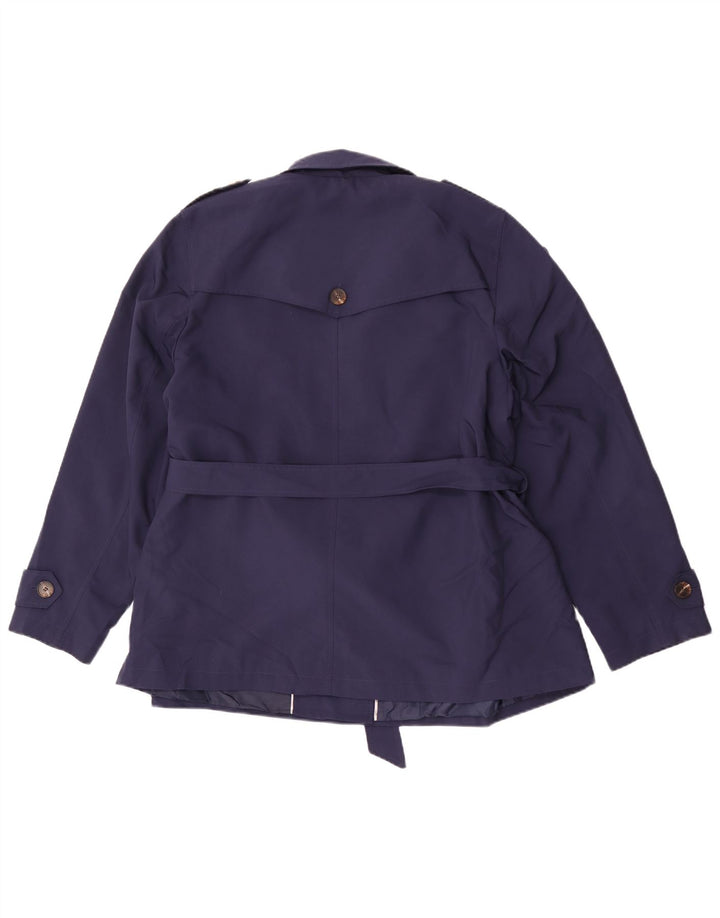 Marks & Spencer Womens Short Trench Coat UK 22 3XL Navy Blue Polyester